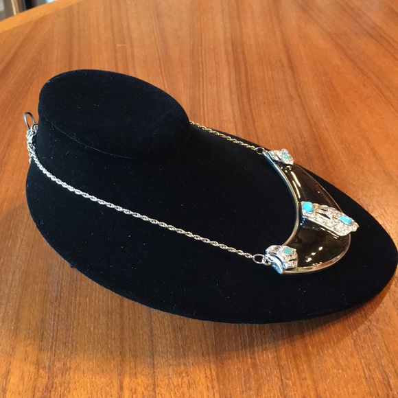 Statement Necklace | Silver & Faux Turquoise - Picture 10 of 13